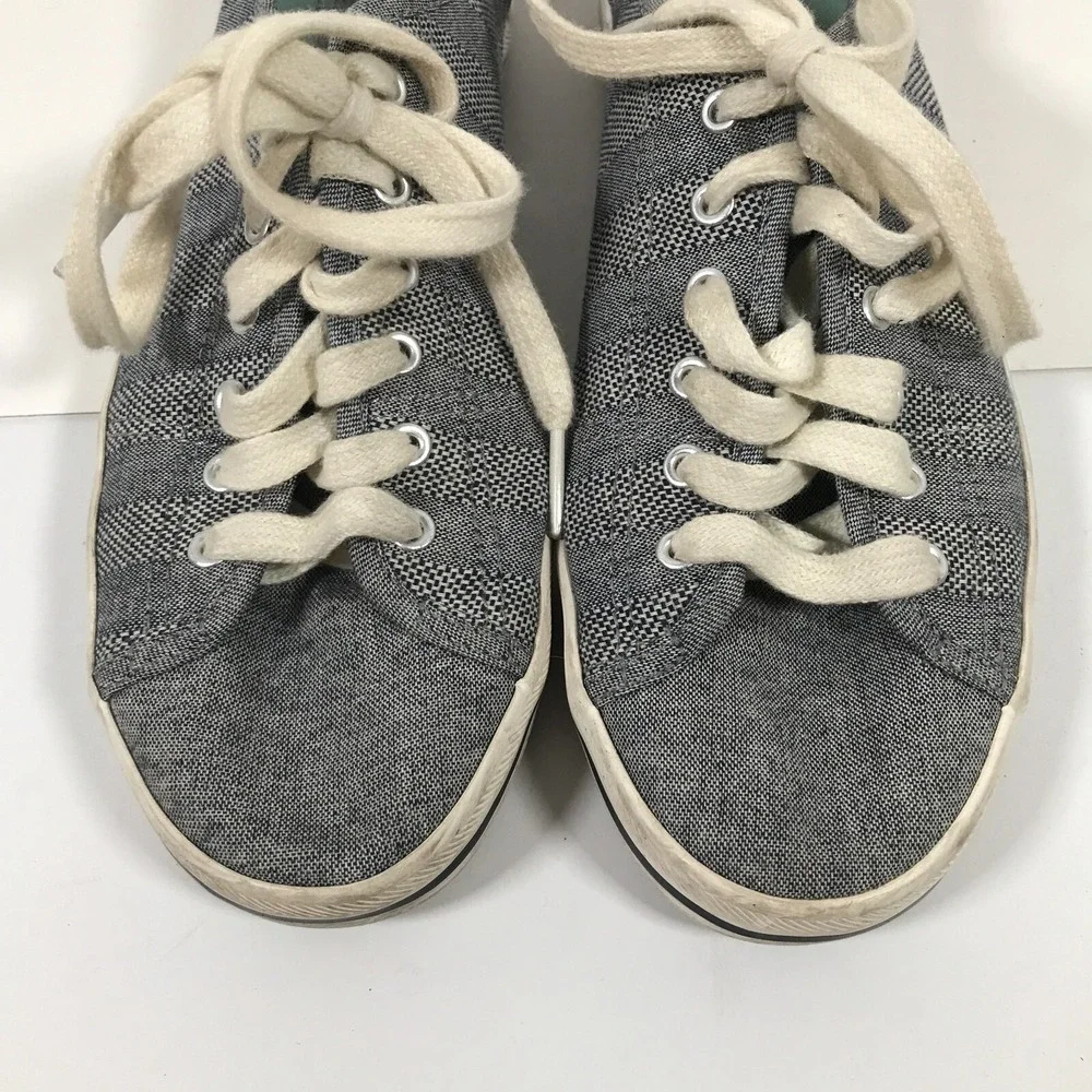 Keds Champion Womens Gray White Striped Canvas Low Top Sneakers WF54698 Size 6.5